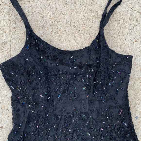 Peak Evenings Hand Beaded Black Dress Size 6 - Picture 3 of 7
